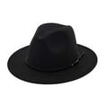 thumbnail image 1 of Classic Wide Brim Floppy Panama Hat Belt Buckle Wool Fedora Hat, 1 of 7