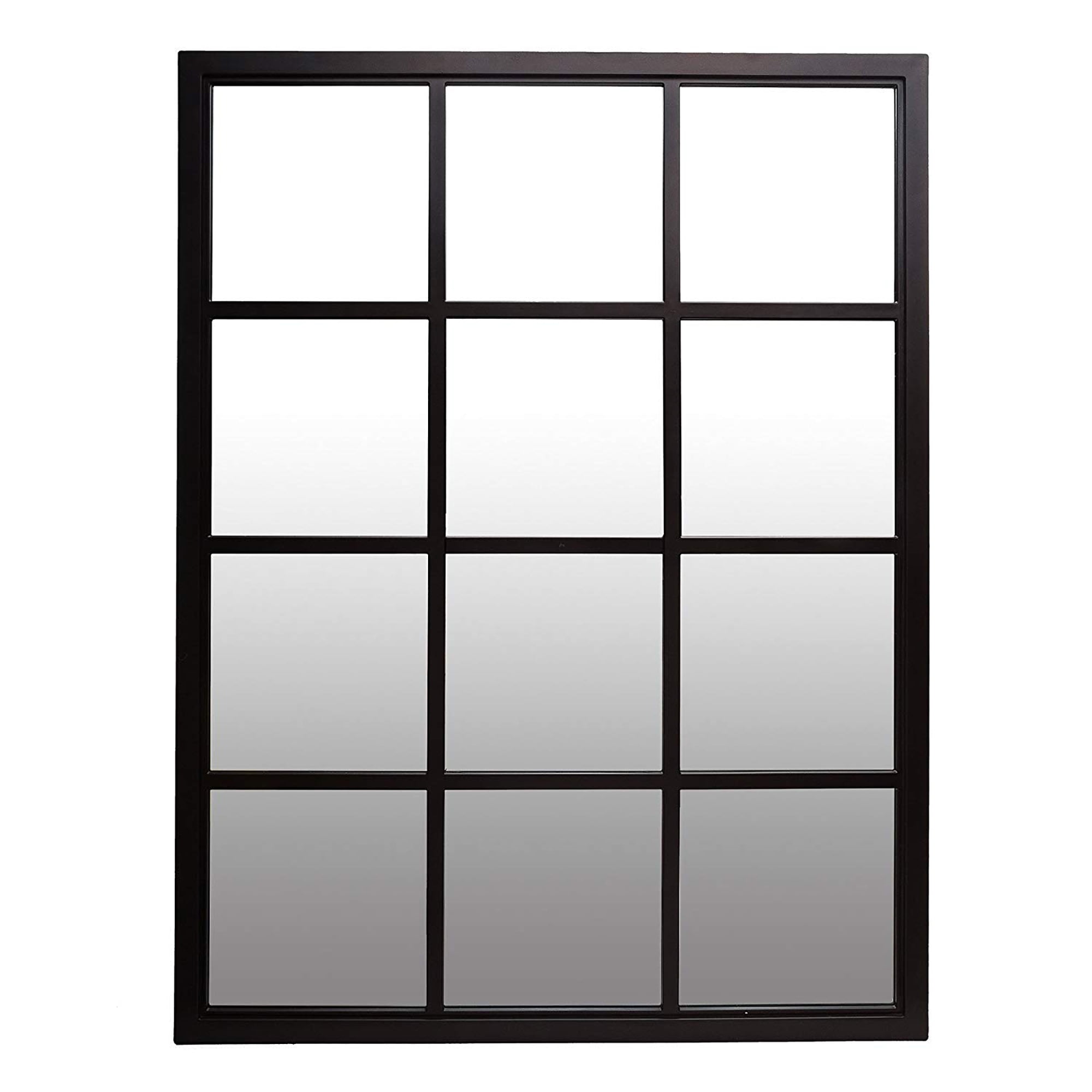 Classic Windowpane Wall Mount Mirror, Black, 23" x 30"