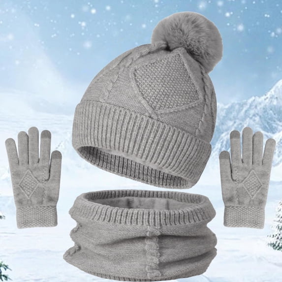 Classic Winter Knit Set Beanie Scarf Gloves for Adult Suitable for Outdoor Work Leisure Scarf a Hat Gloves