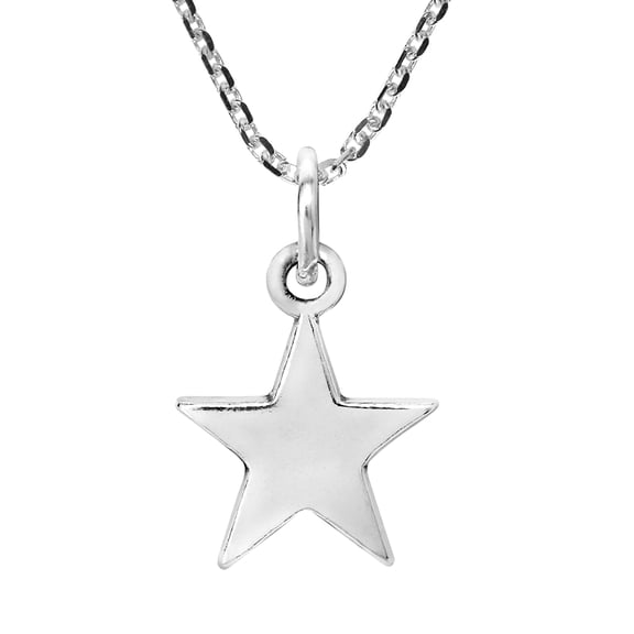Classic Wishing Star Charm Sterling Silver Pendant Necklace