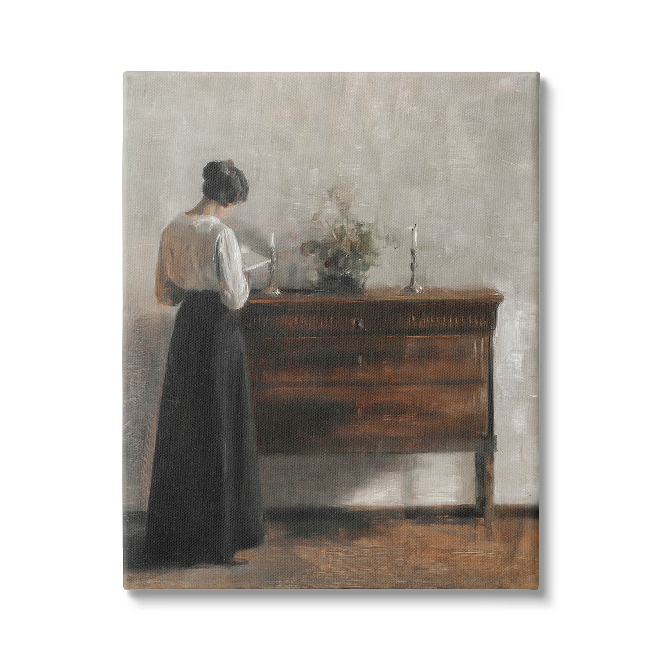 Classic Woman Reading in Black and White Canvas Art