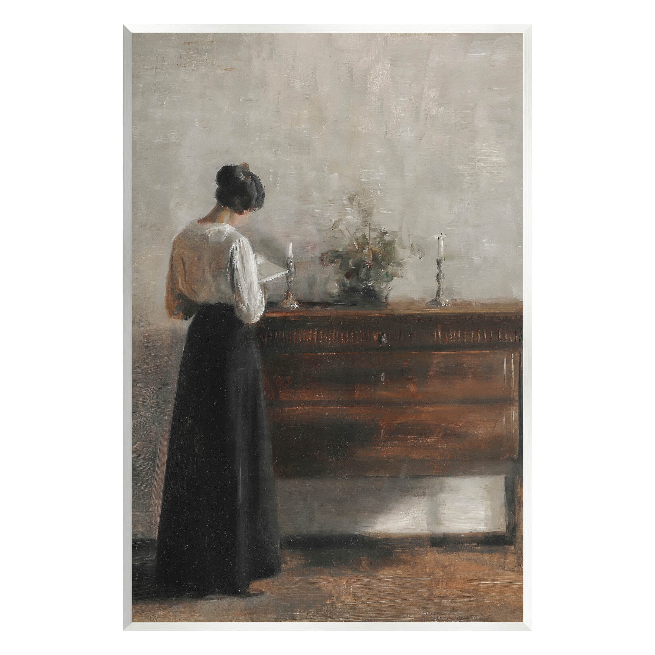 Classic Woman In Dress Reading Typography Painting Unframed Art Print Wall Art