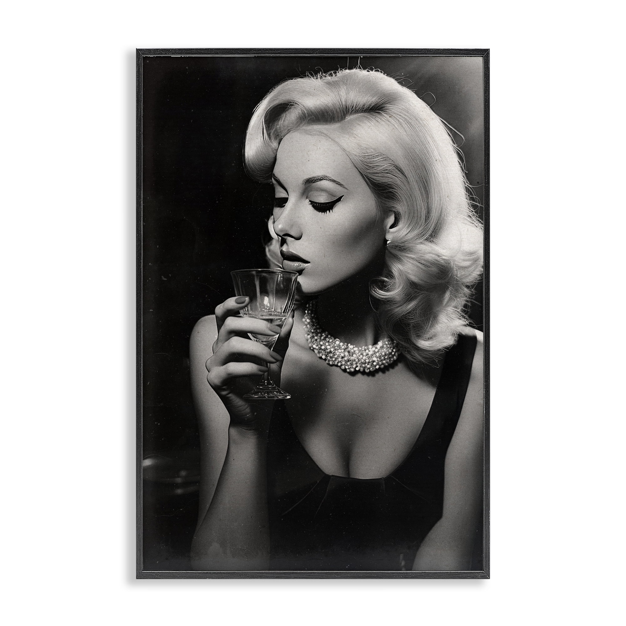Classic Woman & Martini Black Framed Giclee Art, design by Decent Exposures