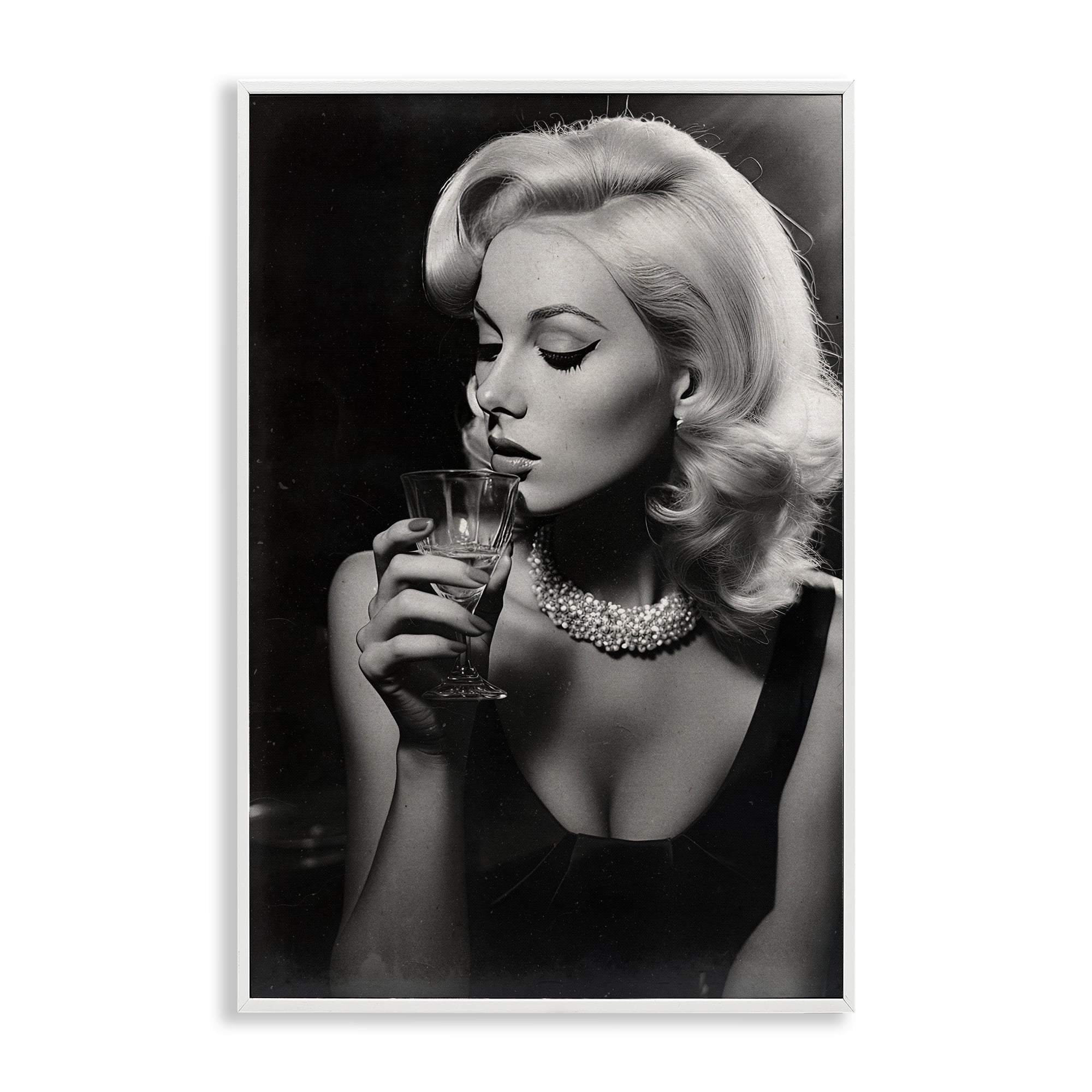 Classic Woman & Martini White Framed Giclee Art, design by Decent Exposures