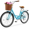 thumbnail image 1 of Classic Women Commute Bike with Basket, 24" Shimano 7 Speeds Adult Cruiser Bicycle for Ladies - Hi-Ten Steel Frame - Ideal for Urban Commuting and Beach Rides, 1 of 10