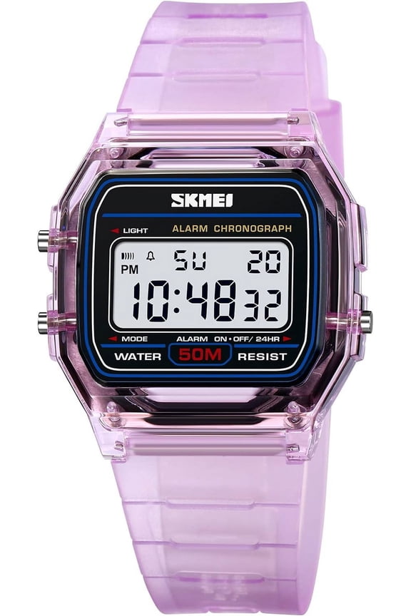 Classic Women's Digital Multifunction Sports Watch Square Waterproof Electronic Led Watch