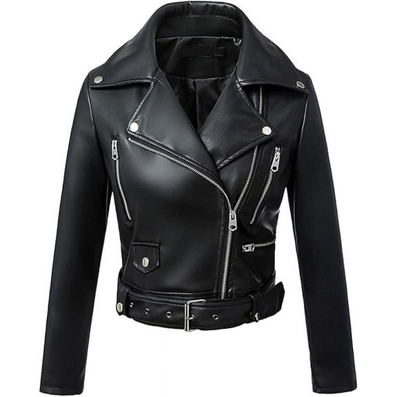 Classic Women's Genuine Black Lambskin Real Leather Jacket Slim fit Biker W231