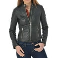 thumbnail image 1 of Classic Women's Genuine Black Lambskin Real Leather Jacket Slim fit Biker W706, 1 of 3