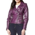 thumbnail image 1 of Classic Women's Genuine Purple Lambskin Leather Jacket Motorcycle Biker Leather Jacket W707, 1 of 3