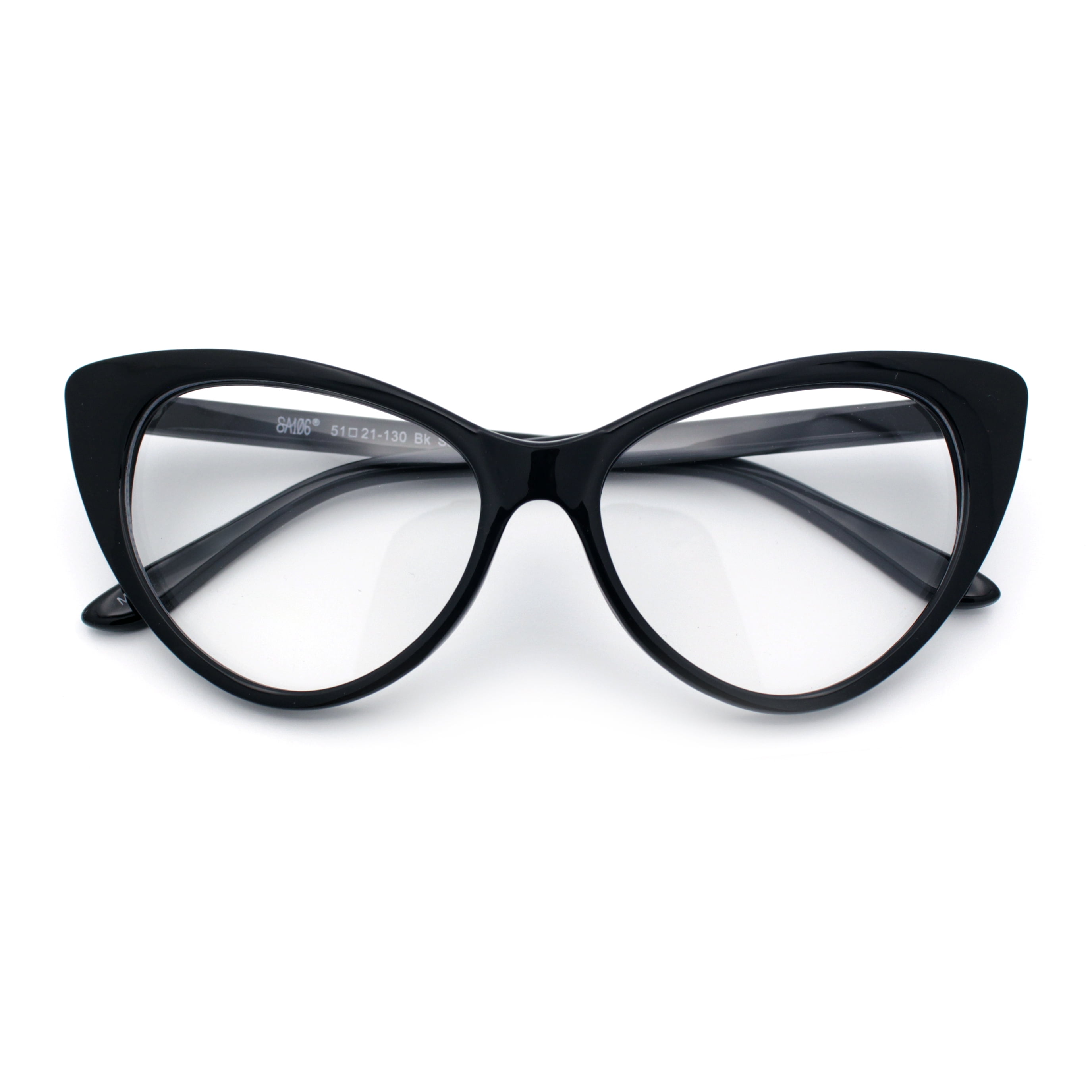 Classic Womens Gothic Clear Lens Cat Eye Glasses Black