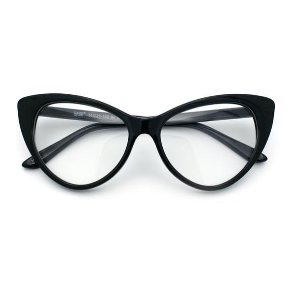 Classic Womens Gothic Clear Lens Cat Eye Glasses Black
