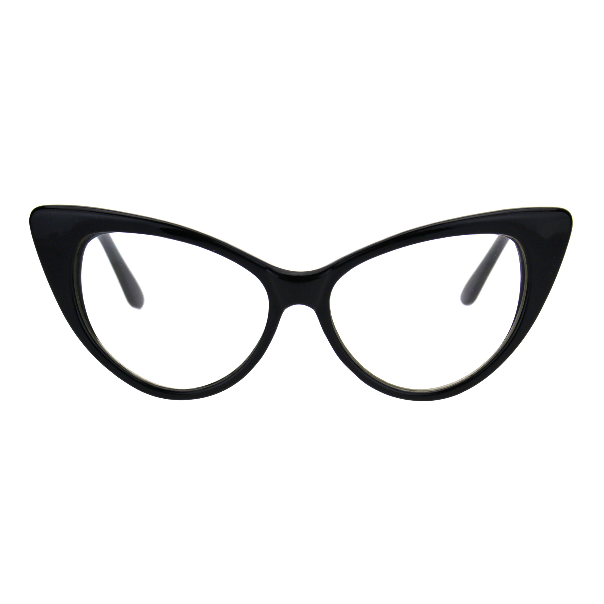 Classic Womens Gothic Clear Lens Cat Eye Glasses Black - image 1 of 3