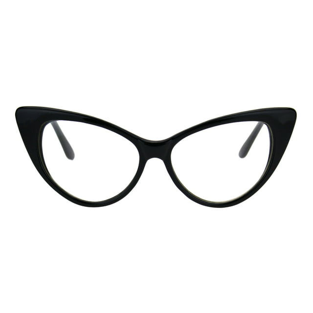 Classic Womens Gothic Clear Lens Cat Eye Glasses Black