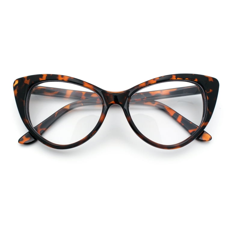 Classic Womens Gothic Clear Lens Cat Eye Glasses Tortoise