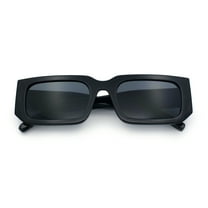 Classic Womens Mod Squared Narrow Rectangle Retro Fashion Sunglasses All Black