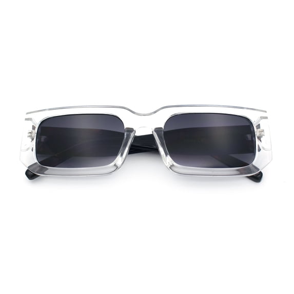 Classic Womens Mod Squared Narrow Rectangle Retro Fashion Sunglasses Clear Tortoise - Smoke
