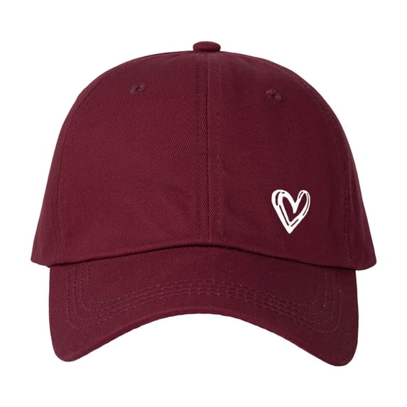 Classic Womens Washed Baseball Cap Heart Print Sun Hat Outdoor Sun Protection Duck Tongue Cap Wine