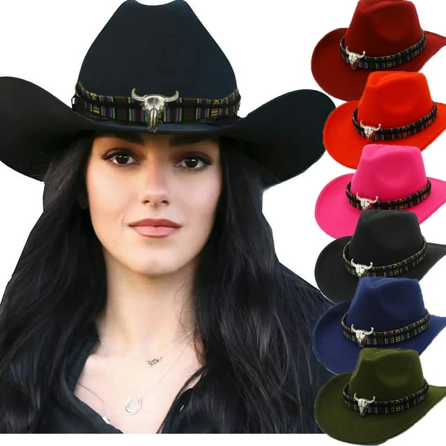 Classic Womens Western Cowboy Cowgirl Hats with Wide Belt