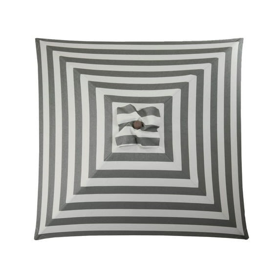Classic Wood 6.5 ft Square Market Umbrella in Soft Black and Ivory Stripe
