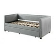 thumbnail image 1 of Classic Wood Daybed with Trundle Upholstered Pleated Design Gray Fabric - Saltoro Sherpi, 1 of 4