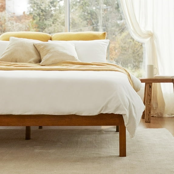 LIFEMENT Full Classic Wood Platform Bed Frame, Solid Wood, No Box Spring Needed, Easy Assembly, Minimalist Modern Design, Under Bed Storage, Cherry