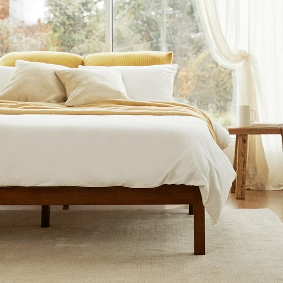 LIFEMENT King Classic Wood Platform Bed Frame, Solid Wood, No Box Spring Needed, Easy Assembly, Minimalist Modern Design, Under Bed Storage, Walnut