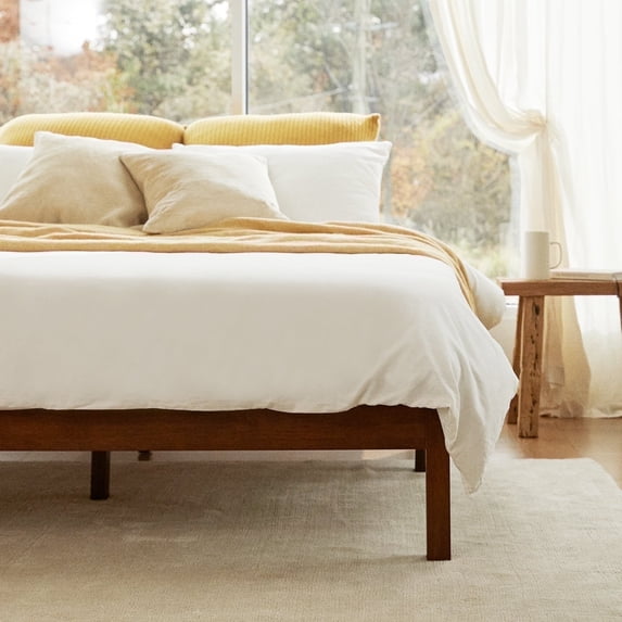 LIFEMENT Full Classic Wood Platform Bed Frame, Solid Wood, No Box Spring Needed, Easy Assembly, Minimalist Modern Design, Under Bed Storage, Walnut