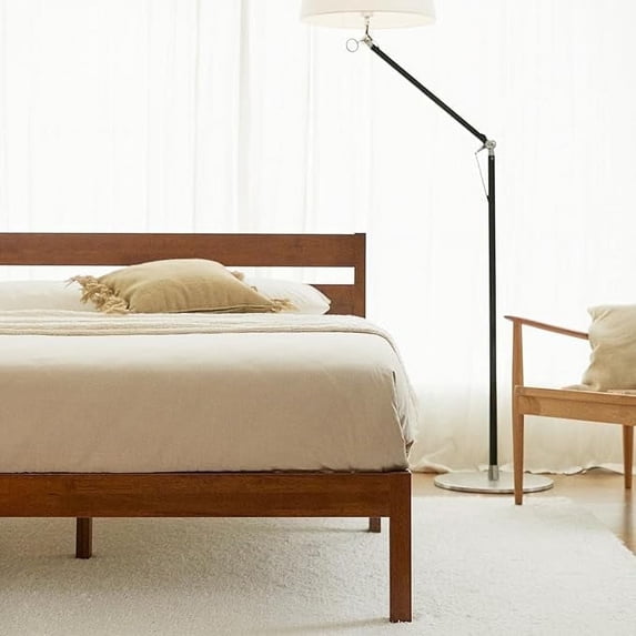 LIFEMENT King Classic Wood Platform Bed Frame with Headboard, Solid Wood, No Box Spring Needed, Easy Assembly, Minimalist Modern Design, Under Bed Storage, Cherry