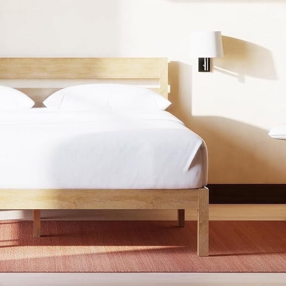 LIFEMENT Twin Classic Wood Platform Bed Frame with Headboard, Solid Wood, No Box Spring Needed, Easy Assembly, Minimalist Modern Design, Under Bed Storage, Natural