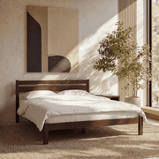LIFEMENT Full Classic Wood Platform Bed Frame with Headboard, Solid Wood, No Box Spring Needed, Easy Assembly, Under Bed Storage, Walnut