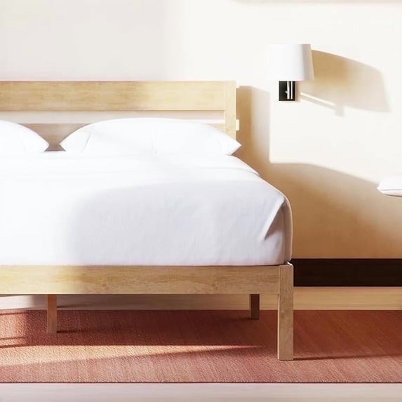 LIFEMENT King Classic Wood Platform Bed Frame with Headboard, Solid Wood, No Box Spring Needed, Easy Assembly, Minimalist Modern Design, Under Bed Storage, Natural