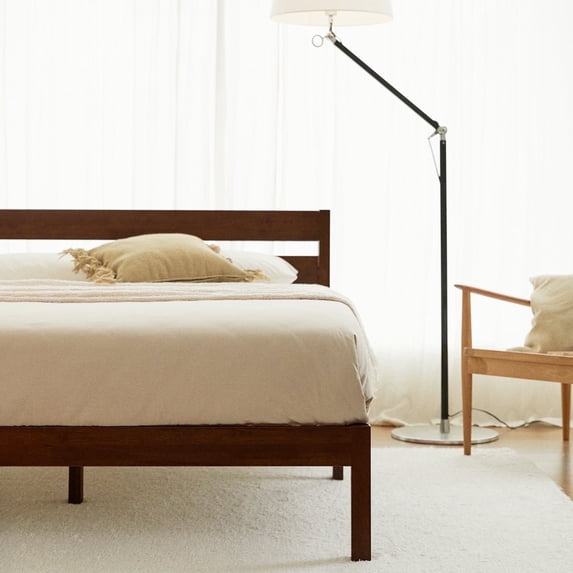 LIFEMENT Full Classic Wood Platform Bed Frame with Headboard, Solid Wood, No Box Spring Needed, Easy Assembly, Minimalist Modern Design, Under Bed Storage, Walnut