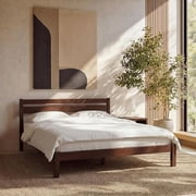 LIFEMENT Queen Classic Wood Platform Bed Frame with Headboard, Solid Wood, No Box Spring Needed, Easy Assembly, Minimalist Modern Design, Under Bed Storage, Wal