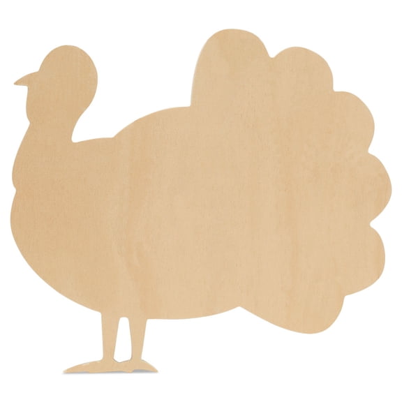 Classic Wood Turkey Cutouts 8 inch, Pack of 12 Fall Unfinished Wood Cutouts to Paint and Display, Thanksgiving Party Decorations, by Woodpeckers