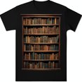 thumbnail image 1 of Classic Wooden Bookshelf Graphic Black T-Shirt for Book Lovers & Librarians, 1 of 5