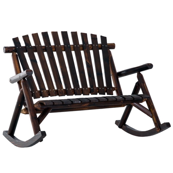 Classic Wooden High Back Rocker Carbonized for Garden Serenity Relaxation Durable Outdoor Furniture