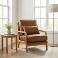 thumbnail image 1 of Classic Wooden Lounge Chair with Comfortable Fabric Upholstery, 1 of 10