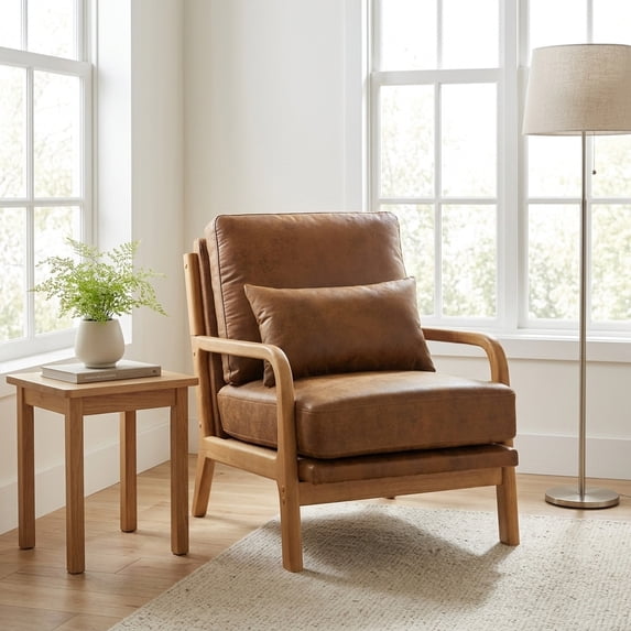 Classic Wooden Lounge Chair with Comfortable Fabric Upholstery