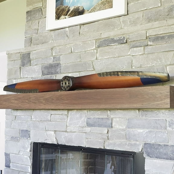 Sporty's Aviation Gifts Classic Wooden Propeller with Brass Edging, 6-Feet Long, Blue Tips