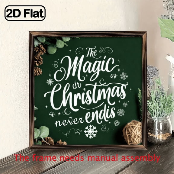 Classic Wooden Wall-Mounted Sign Christmas Magic Never Ends - Rustic Farmhouse Decor, Suitable for Home, Kitchen, Bathroom, Office, Living Room - Multipurpose - Perfect for Ho