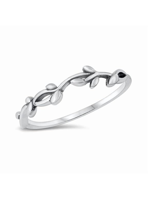 Classic Woodland Branch Leaf Ring 925 Sterling Silver Solid Band Women Daily Wear Stacking Ring
