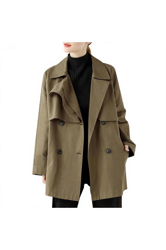 Classic Wool Blend Jacket with Lapel Collar, Women's Solid Color Zipper Cardigan for a Versatile and Timeless Look