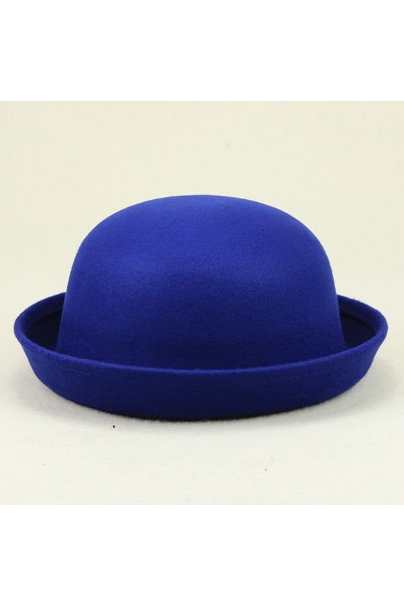 Classic Wool Bowler Bucket Hat for Men and Women Elegant Solid Roll Up Brim Panama Style Round Cap