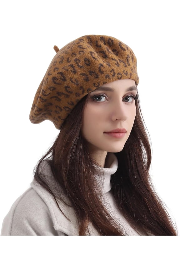 Classic Wool Leopard Beret Hats for Women Man Painter hat French Beret for Man Woman Warm Winter.