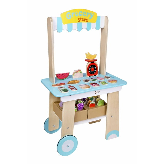 Classic World Wooden Toy Grocery Store Playset - Ages 3 Years and up.
