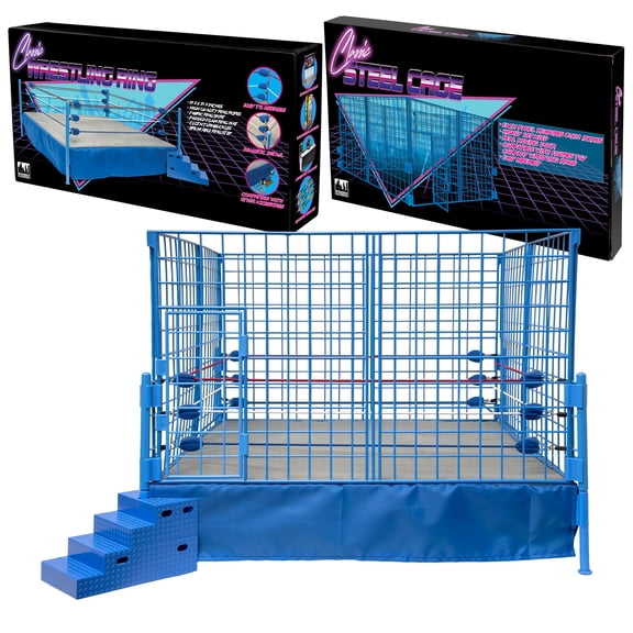 Classic Wrestling Ring & Classic Steel Cage for WWE & AEW Wrestling Action Figures