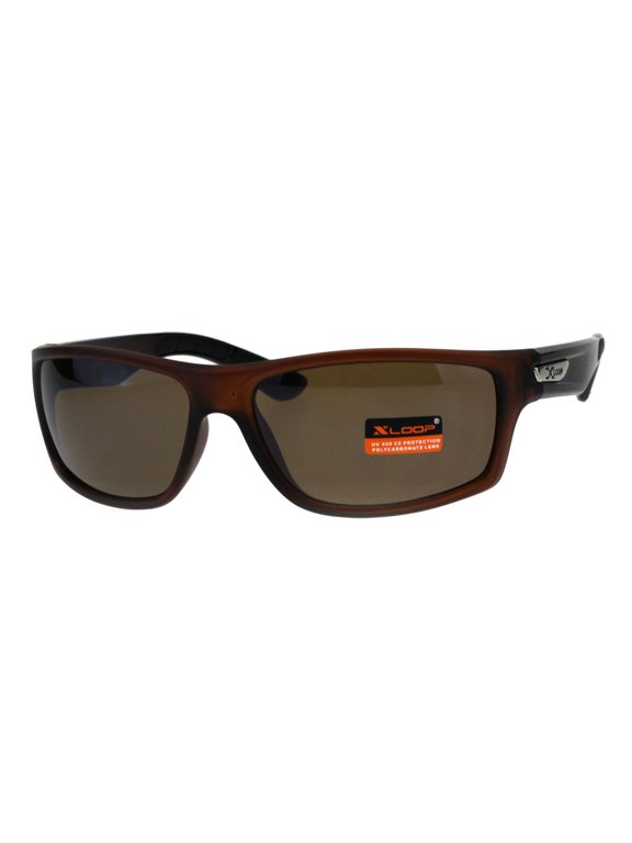 Classic Xloop Mens Mirror Lens 90s Rectangular Plastic Sunglasses All Brown
