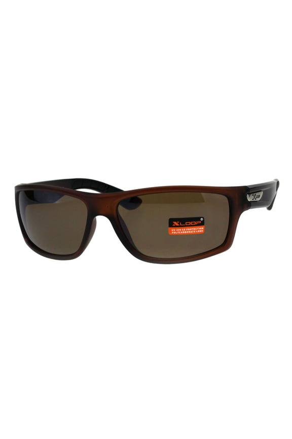 Classic Xloop Mens Mirror Lens 90s Rectangular Plastic Sunglasses All Brown