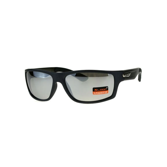 Classic Xloop Mens Mirror Lens 90s Rectangular Plastic Sunglasses Grey Mirror