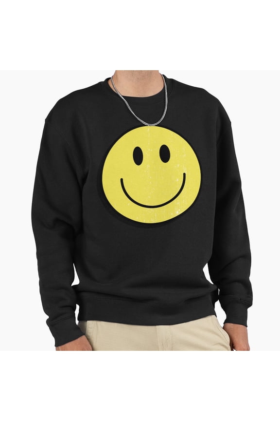 Classic Yellow Retro Smiley Happy Face 90s Aesthetic Graphic Vintage Unisex Sweatshirt G1846, Up to Size 5XL